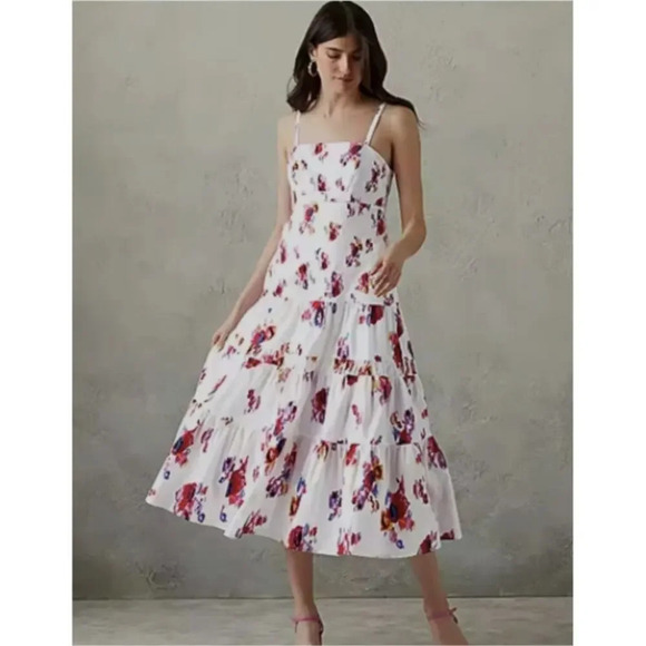 Prabal Gurung Sleeveless Midi Dress Tiered Printed Casual Party Fit flare Sz 18W - Picture 2 of 7